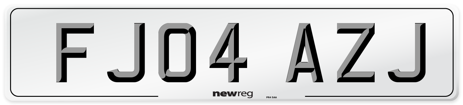 FJ04 AZJ Number Plate from New Reg